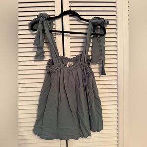 So Me Blue-Gray Tie Tank